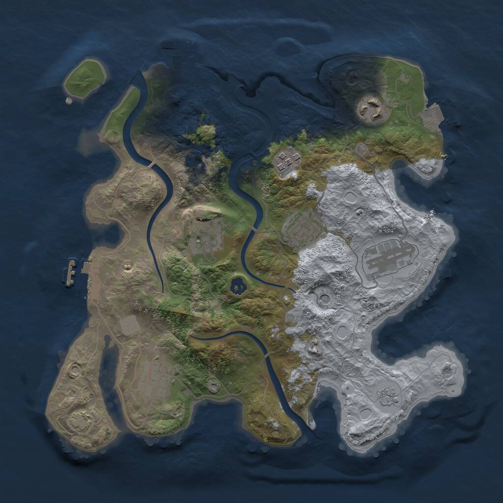 Rust Map: Procedural Map, Size: 3000, Seed: 38291, 12 Monuments