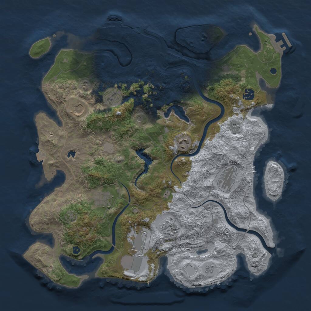 Rust Map: Procedural Map, Size: 4000, Seed: 1401026664, 15 Monuments