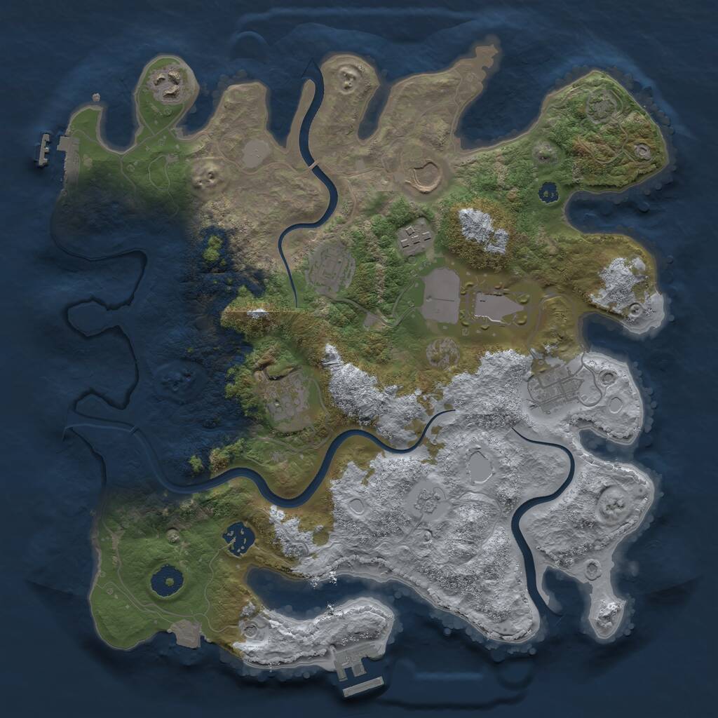 Rust Map: Procedural Map, Size: 3500, Seed: 138304, 14 Monuments