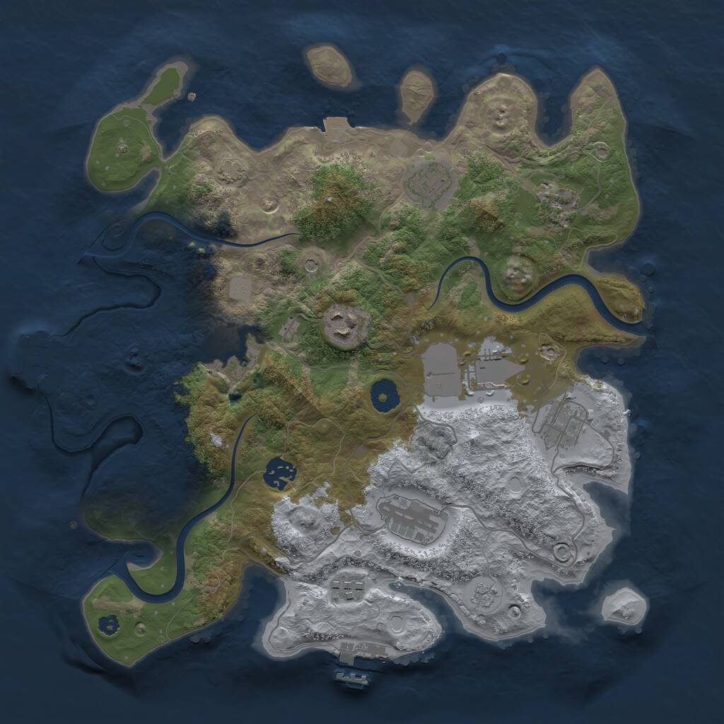 Rust Map: Procedural Map, Size: 3500, Seed: 1461087136, 15 Monuments