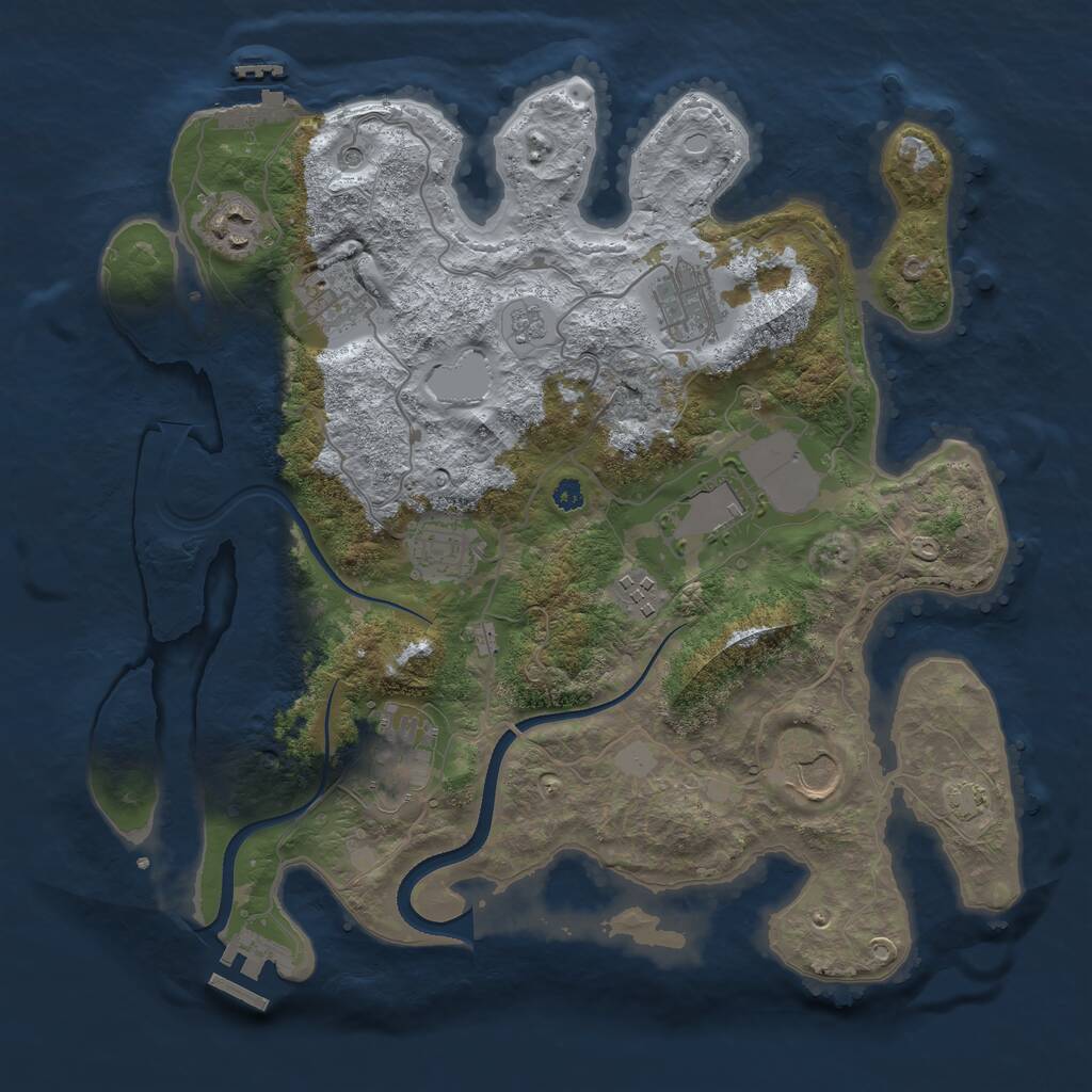 Rust Map: Procedural Map, Size: 3500, Seed: 381037, 14 Monuments