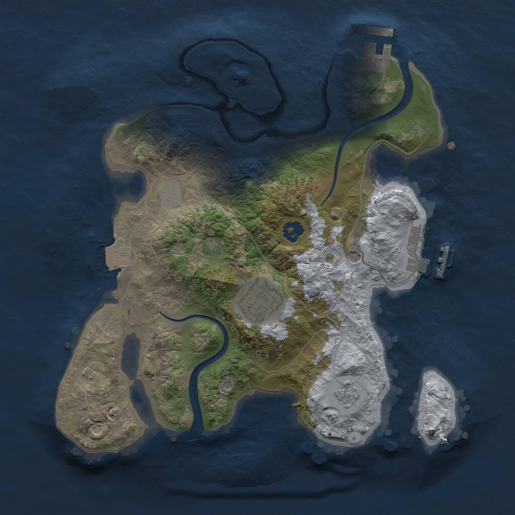 Rust Map: Procedural Map, Size: 2500, Seed: 38291, 6 Monuments