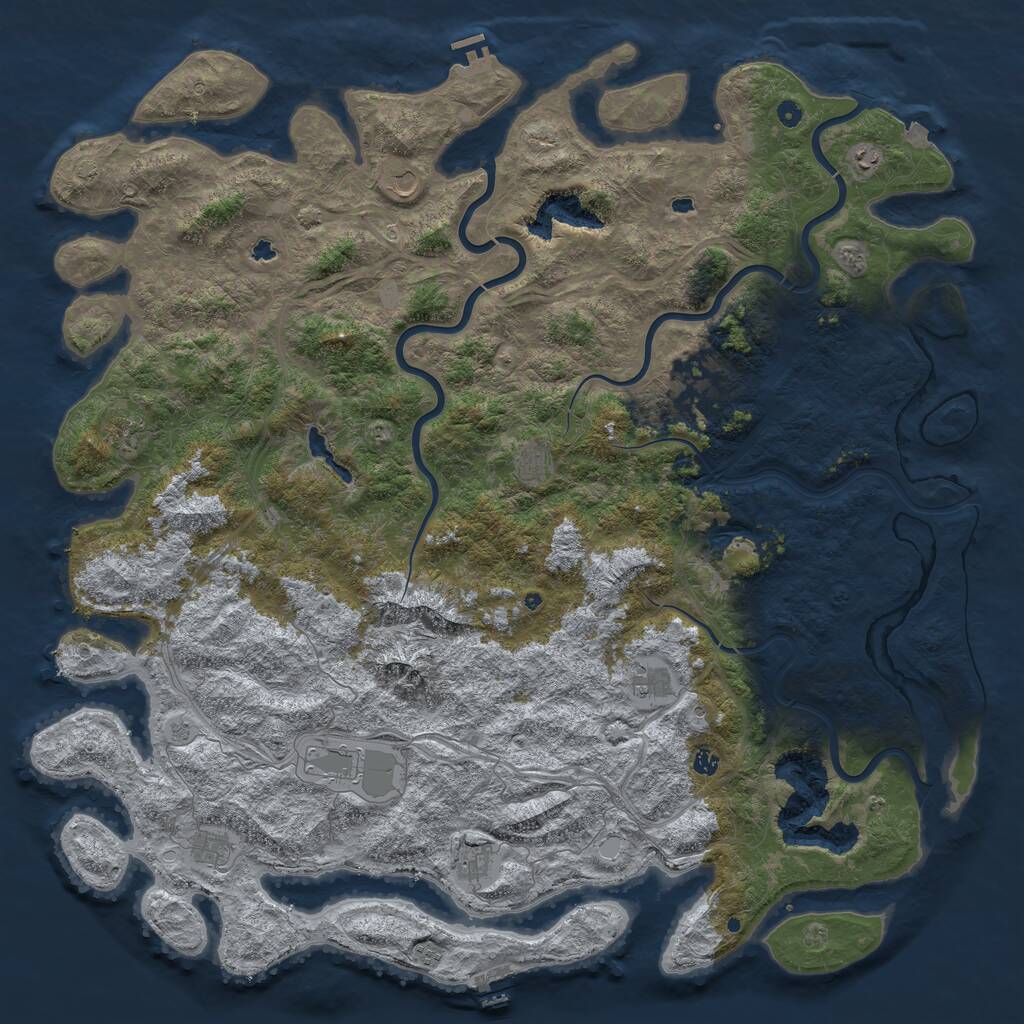 Rust Map: Procedural Map, Size: 6000, Seed: 1180949382, 17 Monuments