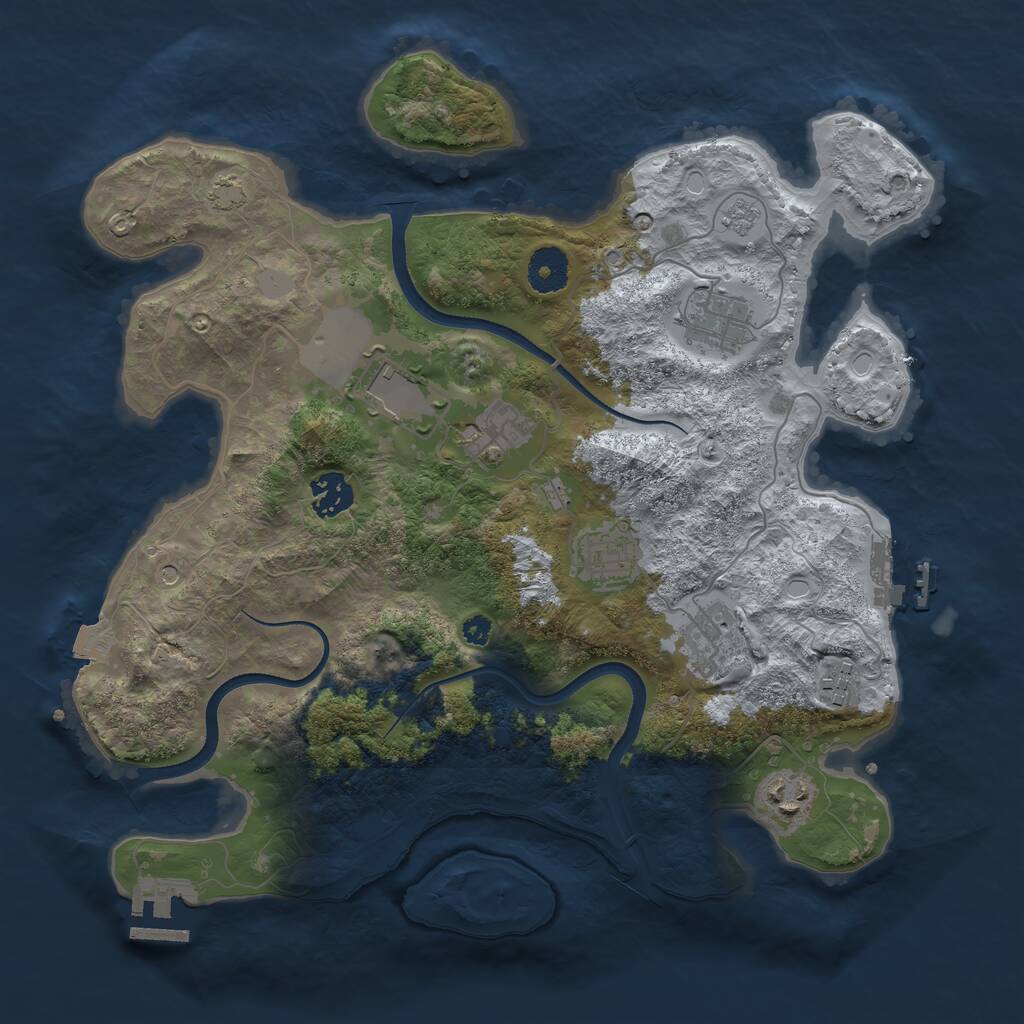 Rust Map: Procedural Map, Size: 3500, Seed: 847291635, 14 Monuments