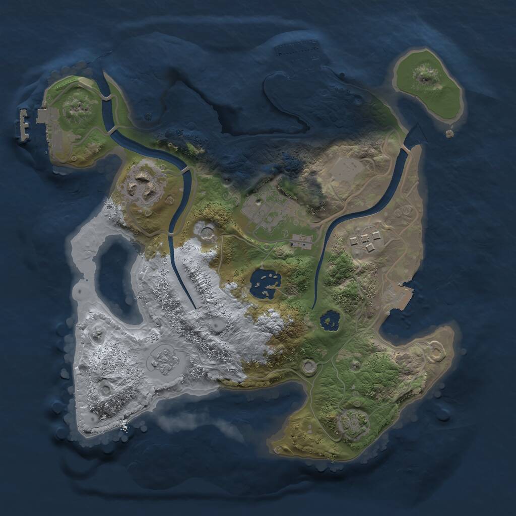 Rust Map: Procedural Map, Size: 2500, Seed: 1224628527, 10 Monuments