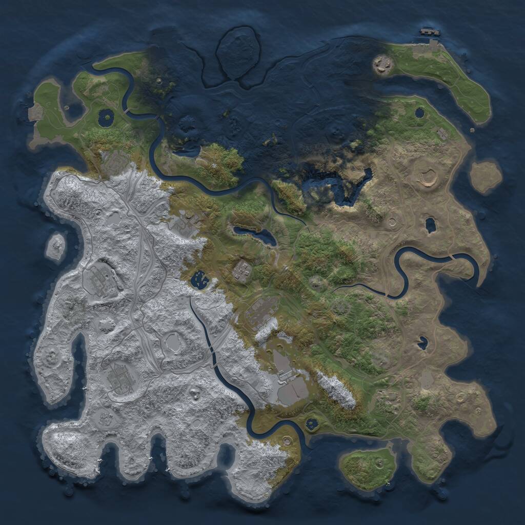 Rust Map: Procedural Map, Size: 4500, Seed: 689178124, 17 Monuments