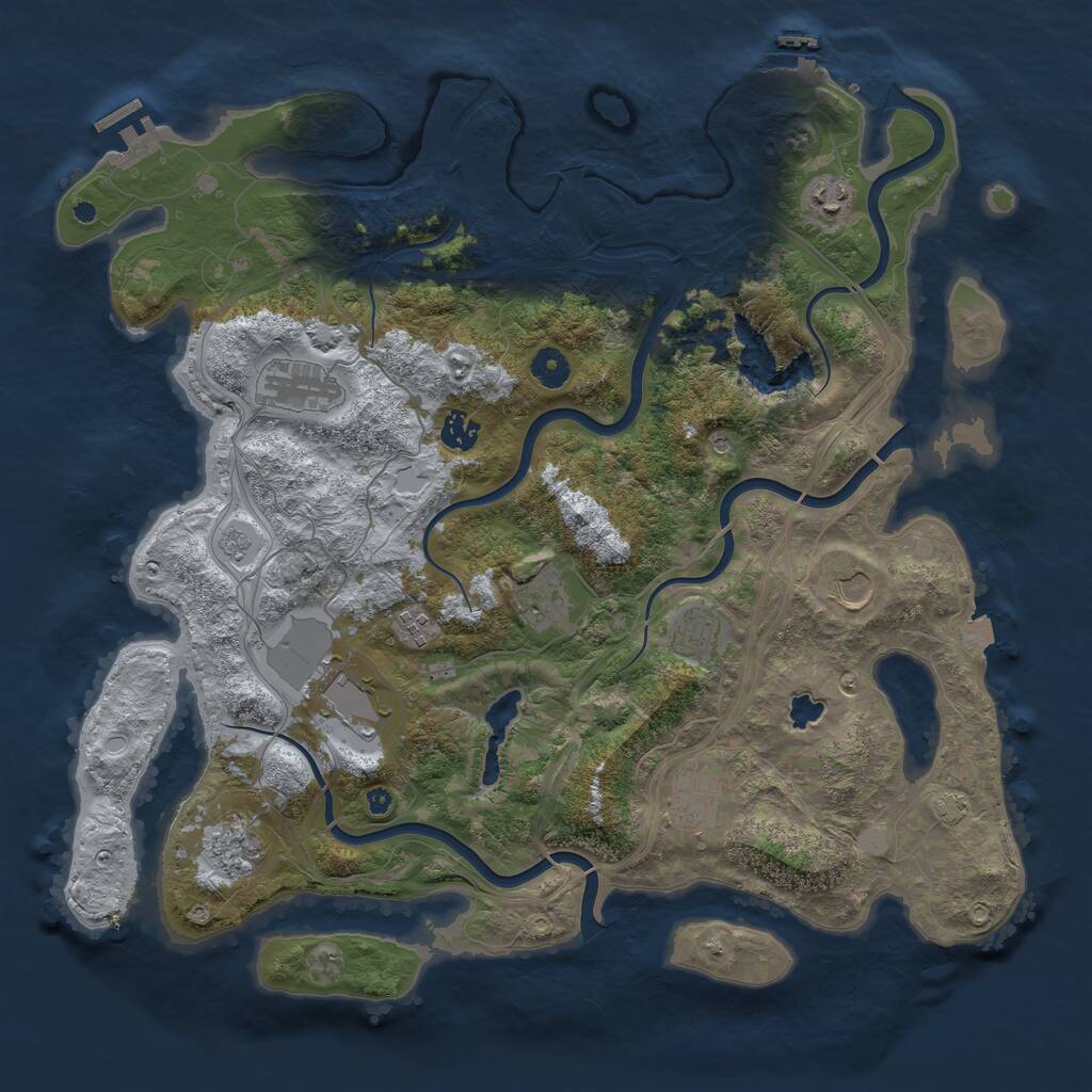 Rust Map: Procedural Map, Size: 4250, Seed: 1918781223, 16 Monuments