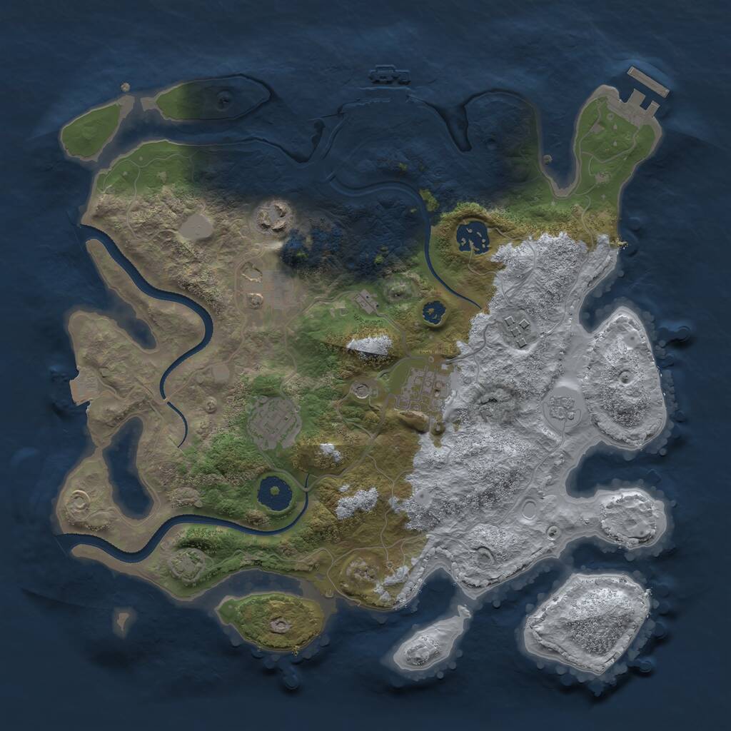 Rust Map: Procedural Map, Size: 3250, Seed: 127204, 12 Monuments