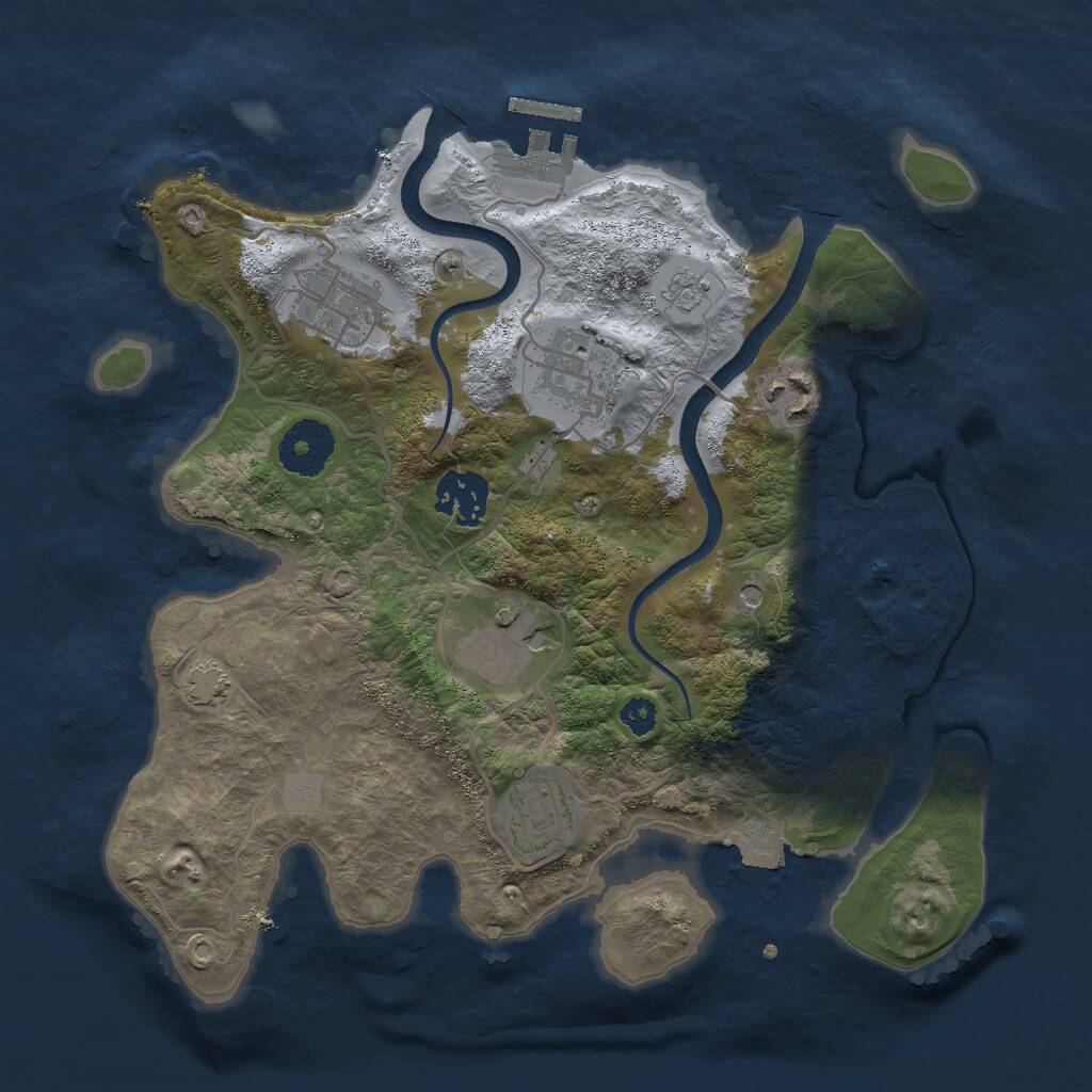 Rust Map: Procedural Map, Size: 3000, Seed: 39439, 11 Monuments