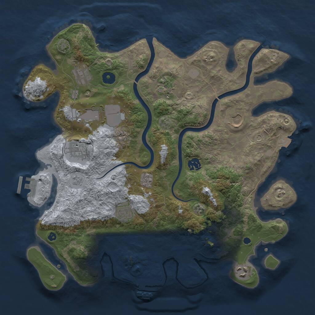 Rust Map: Procedural Map, Size: 3700, Seed: 1202742208, 15 Monuments