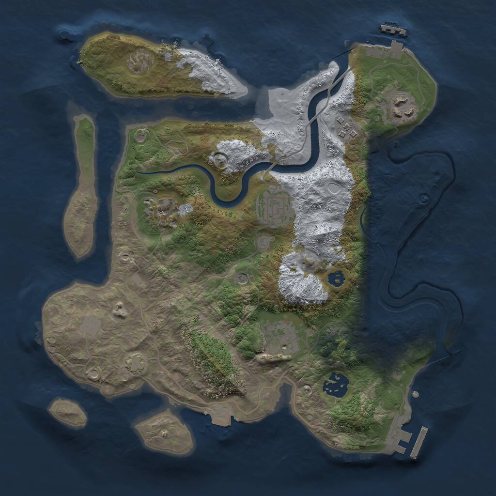 Rust Map: Procedural Map, Size: 3000, Seed: 879915360, 11 Monuments