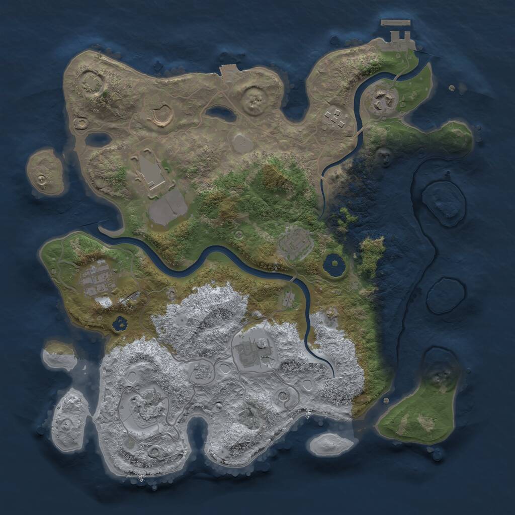 Rust Map: Procedural Map, Size: 3500, Seed: 807128, 13 Monuments