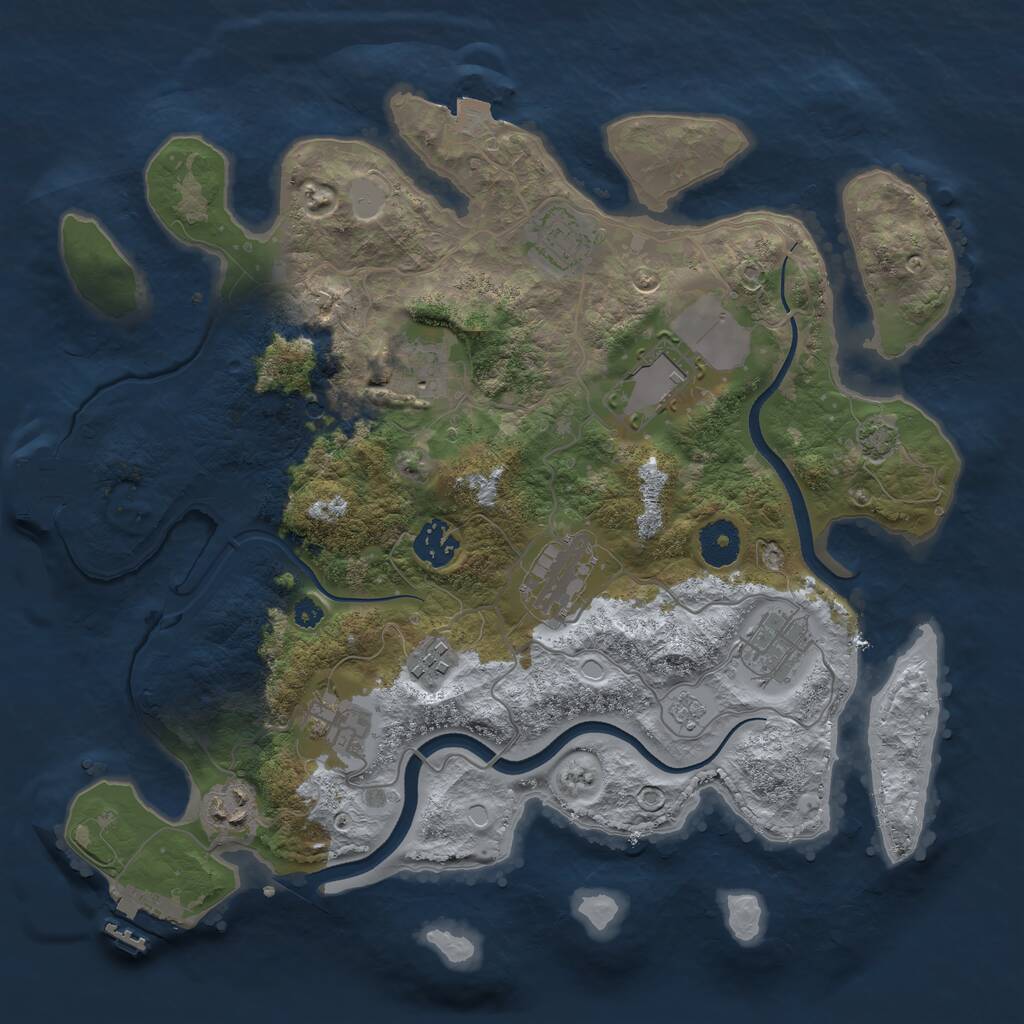 Rust Map: Procedural Map, Size: 3500, Seed: 121549, 15 Monuments