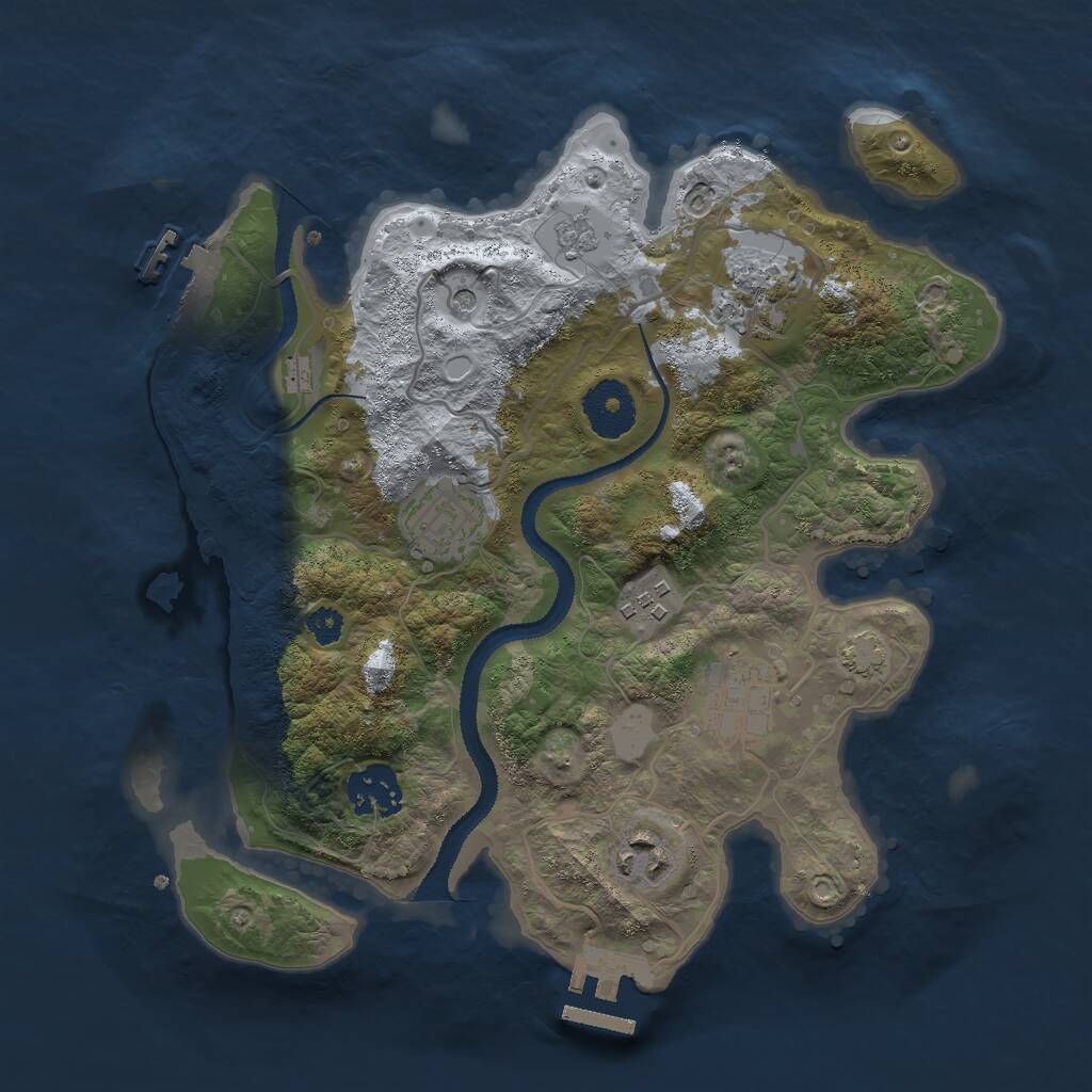 Rust Map: Procedural Map, Size: 3000, Seed: 1282121437, 12 Monuments