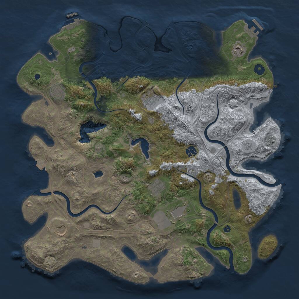 Rust Map: Procedural Map, Size: 4250, Seed: 832056693, 14 Monuments