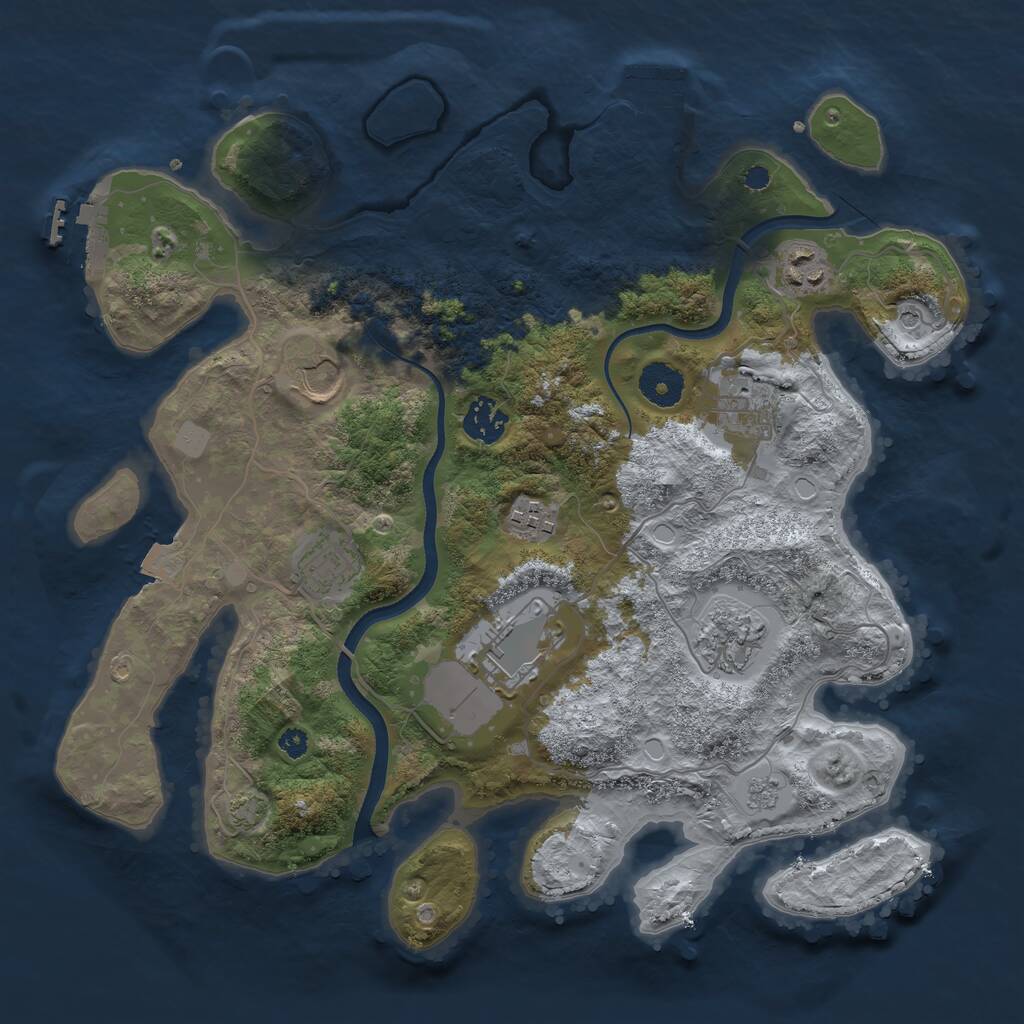 Rust Map: Procedural Map, Size: 3500, Seed: 2030519493, 14 Monuments