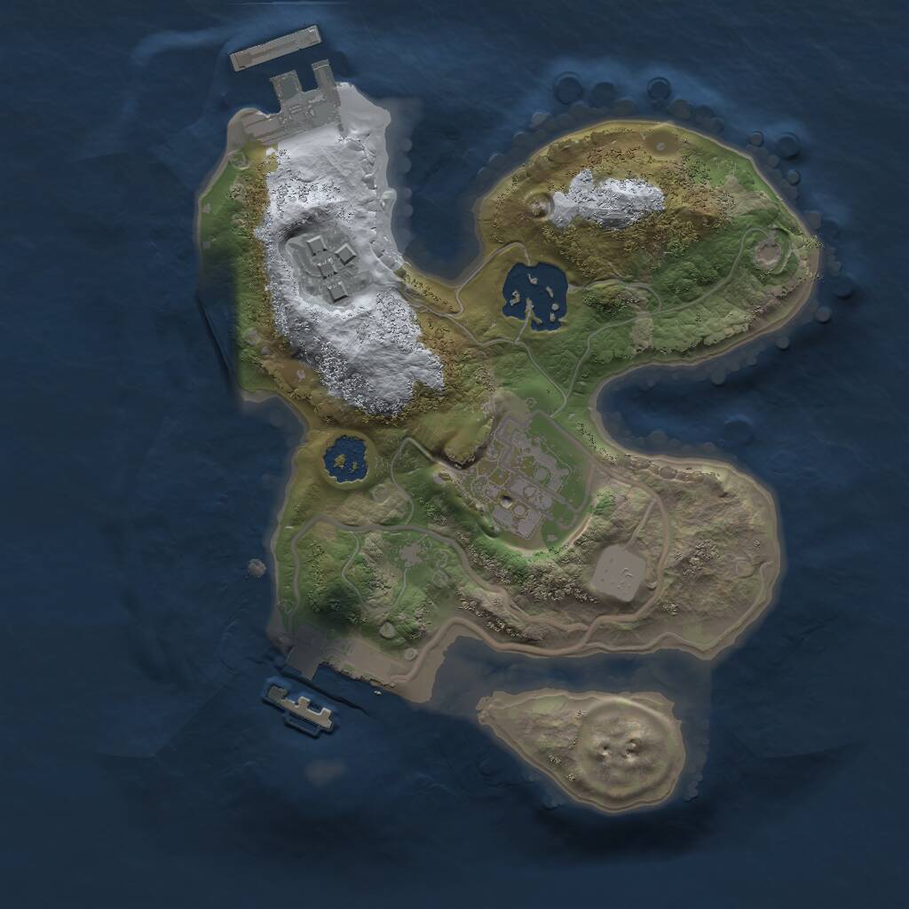Rust Map: Procedural Map, Size: 2000, Seed: 1445525543, 6 Monuments
