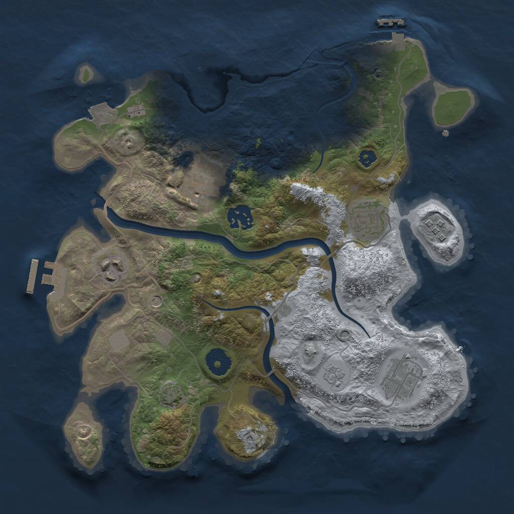 Rust Map: Procedural Map, Size: 3000, Seed: 13151, 12 Monuments