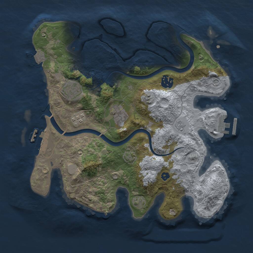 Rust Map: Procedural Map, Size: 3000, Seed: 2002680728, 10 Monuments