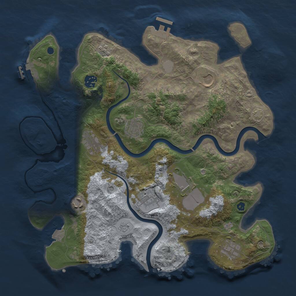 Rust Map: Procedural Map, Size: 3500, Seed: 1342231425, 15 Monuments