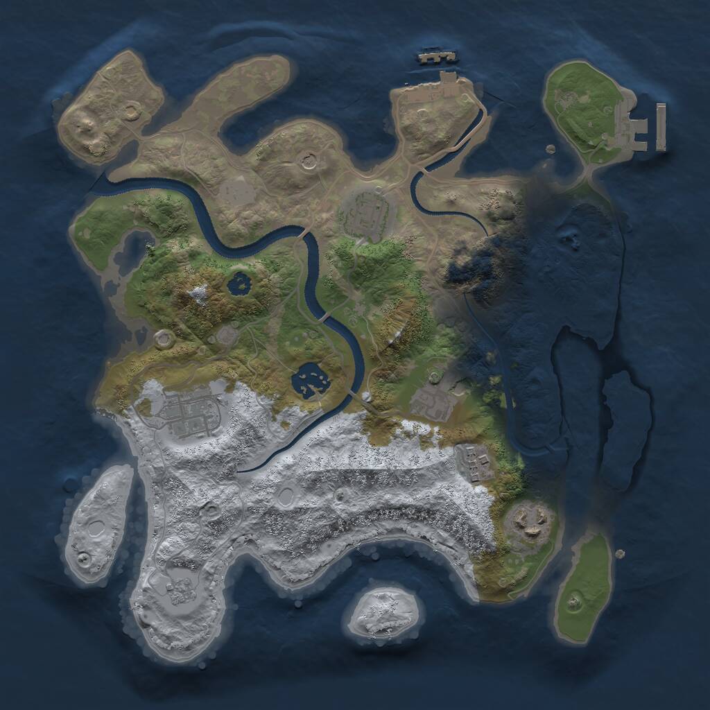Rust Map: Procedural Map, Size: 3000, Seed: 541528260, 11 Monuments