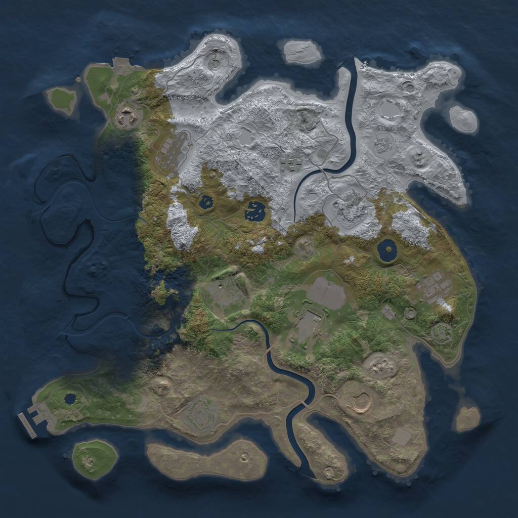 Rust Map: Procedural Map, Size: 3700, Seed: 1325744274, 15 Monuments