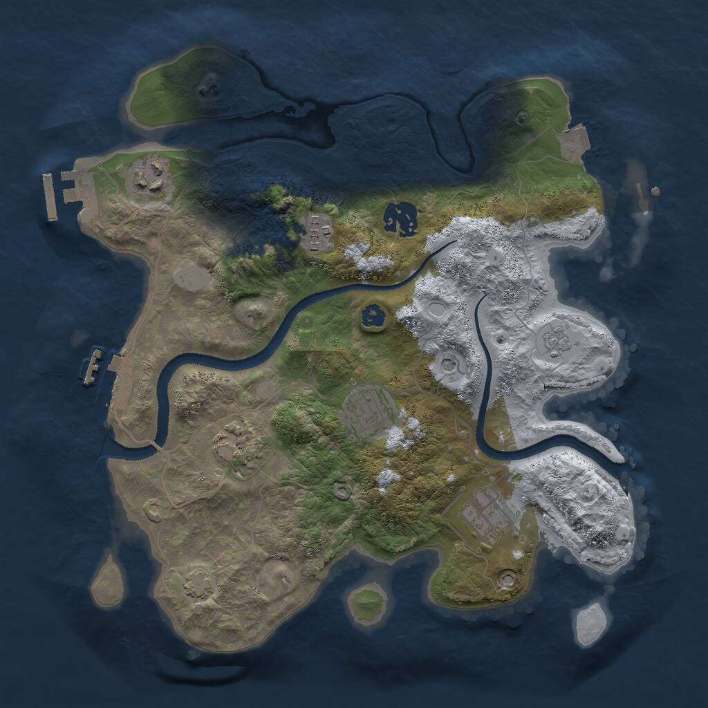 Rust Map: Procedural Map, Size: 3000, Seed: 28067050, 12 Monuments