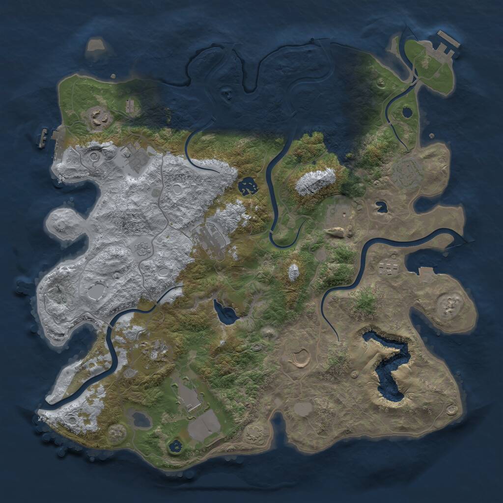 Rust Map: Procedural Map, Size: 4050, Seed: 898391581, 16 Monuments