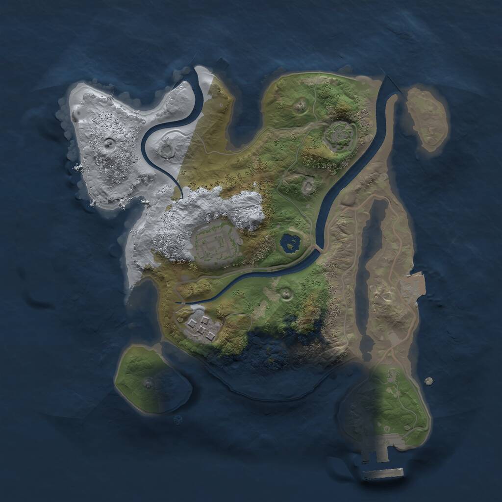 Rust Map: Procedural Map, Size: 2500, Seed: 1341048252, 5 Monuments