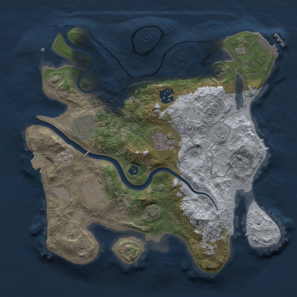 Rust Map: Procedural Map, Size: 3000, Seed: 66847, 10 Monuments