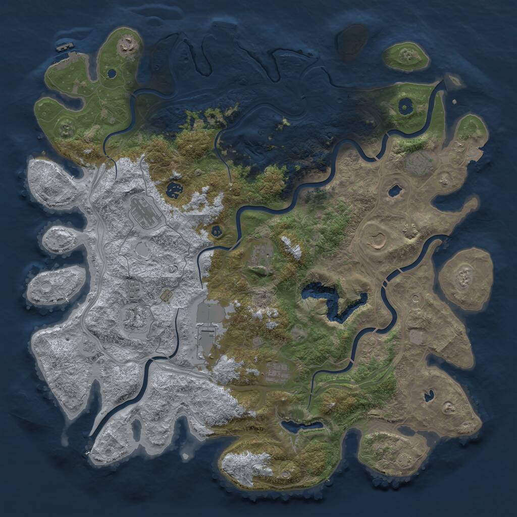 Rust Map: Procedural Map, Size: 4800, Seed: 1048910924, 16 Monuments