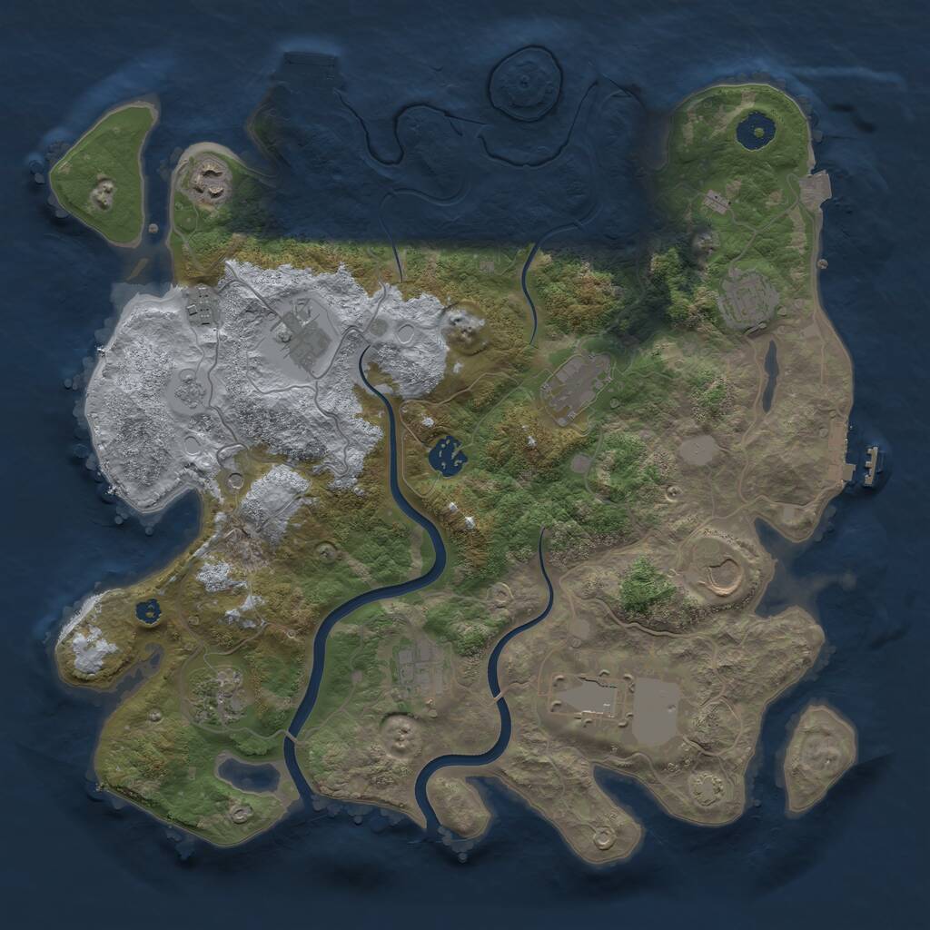 Rust Map: Procedural Map, Size: 3750, Seed: 1457690992, 16 Monuments