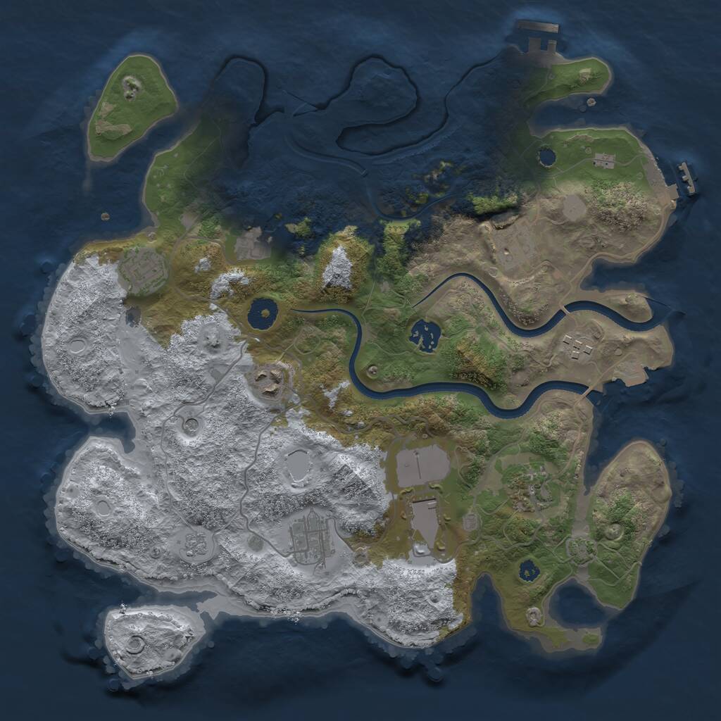 Rust Map: Procedural Map, Size: 3500, Seed: 85714145, 15 Monuments
