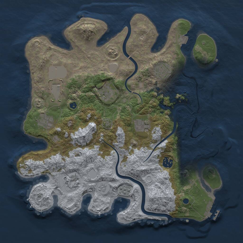 Rust Map: Procedural Map, Size: 3500, Seed: 627898904, 14 Monuments