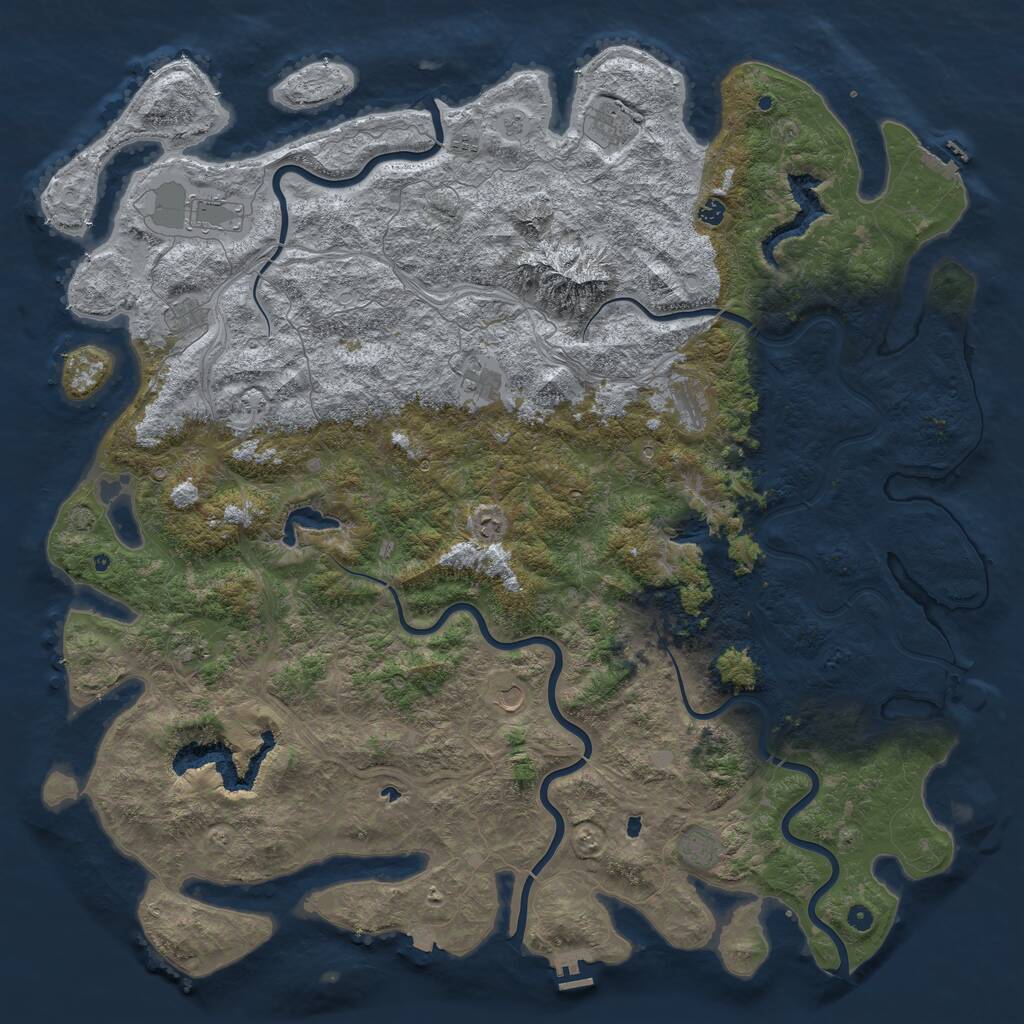 Rust Map: Procedural Map, Size: 6000, Seed: 1214490233, 17 Monuments
