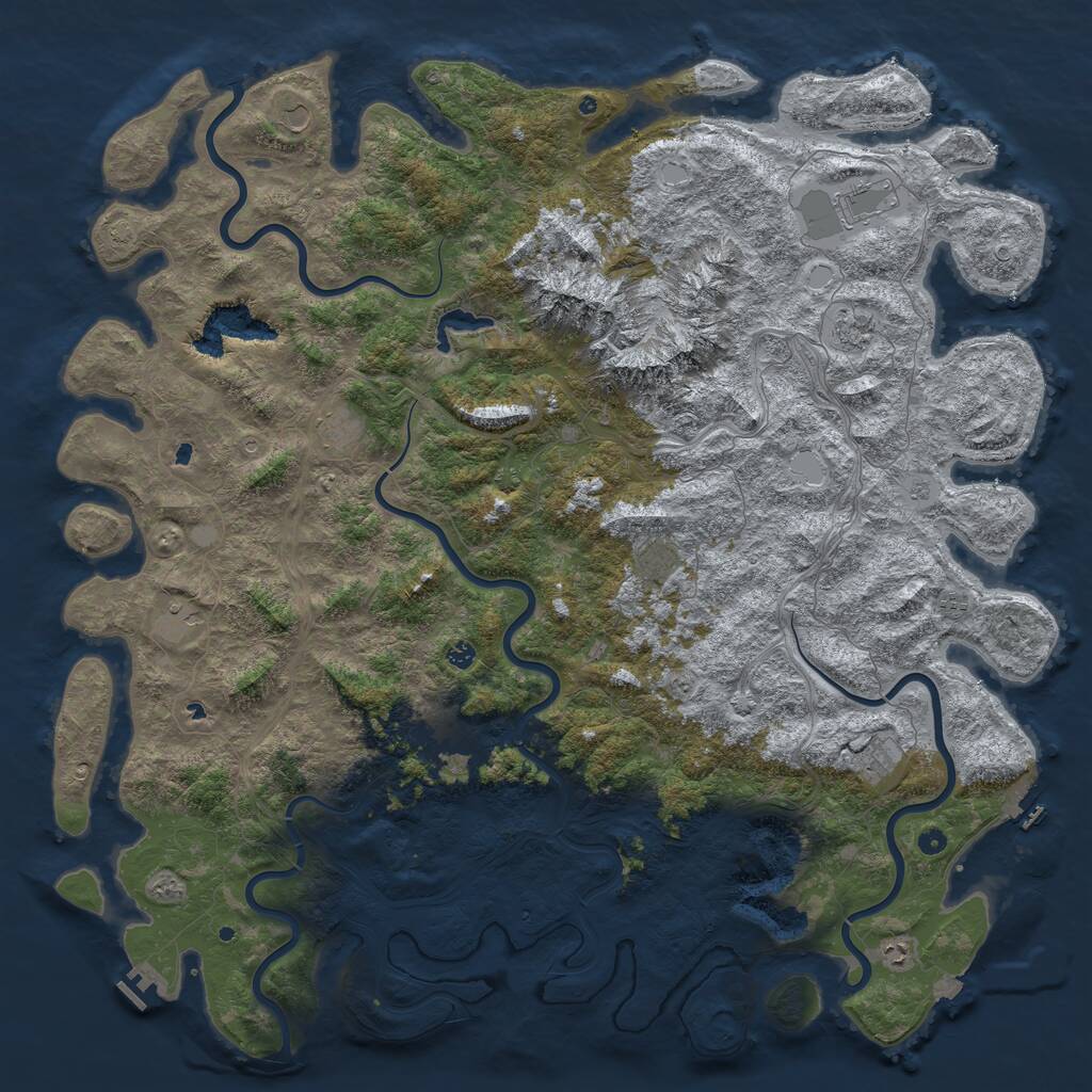 Rust Map: Procedural Map, Size: 6000, Seed: 63785461, 17 Monuments