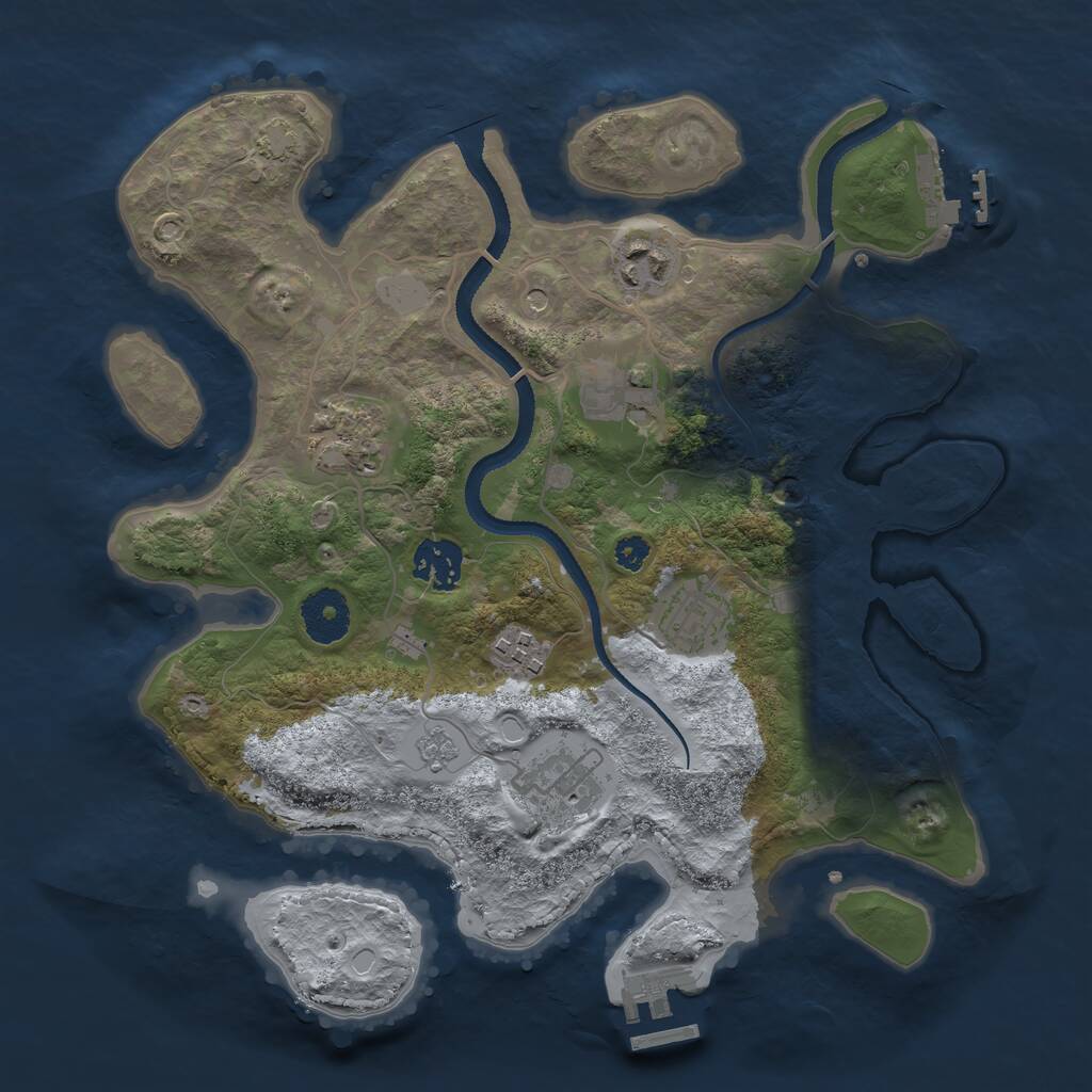 Rust Map: Procedural Map, Size: 3200, Seed: 88888777, 13 Monuments