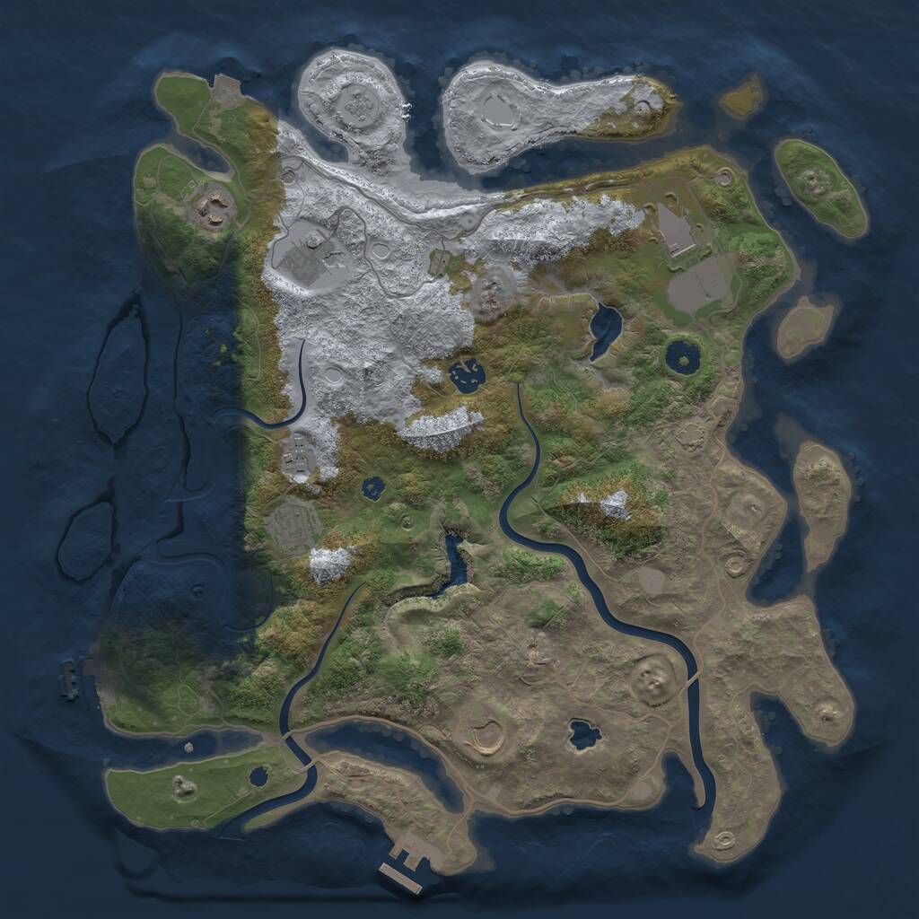 Rust Map: Procedural Map, Size: 4000, Seed: 2116084816, 13 Monuments