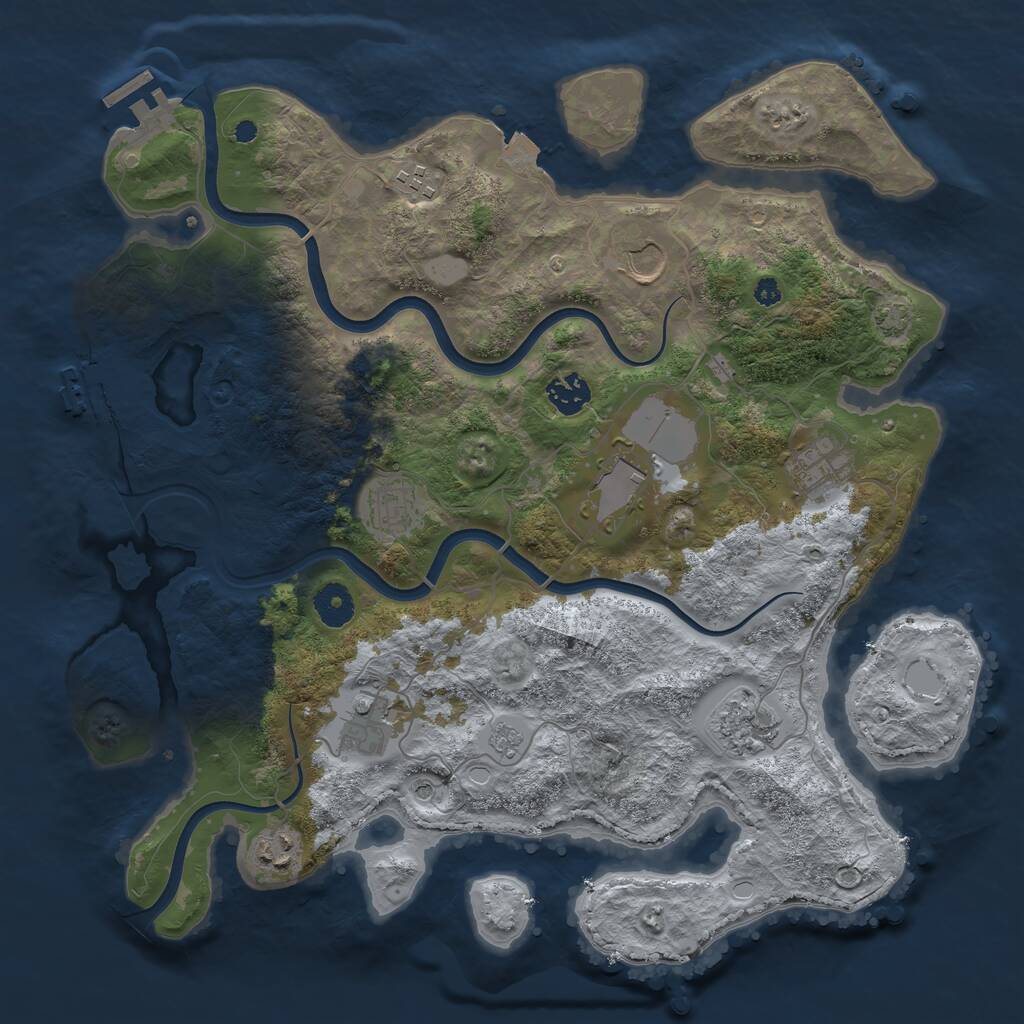 Rust Map: Procedural Map, Size: 3750, Seed: 271084624, 15 Monuments