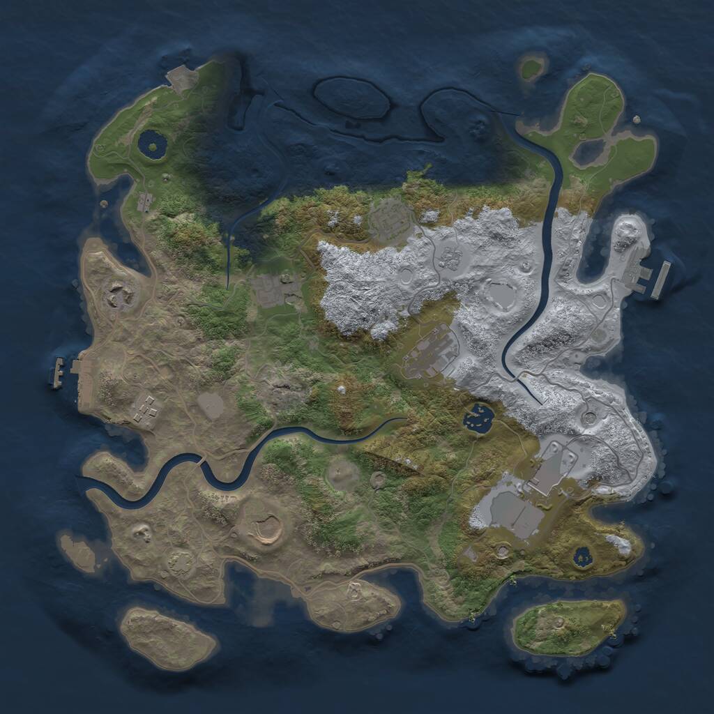 Rust Map: Procedural Map, Size: 3700, Seed: 561459540, 14 Monuments