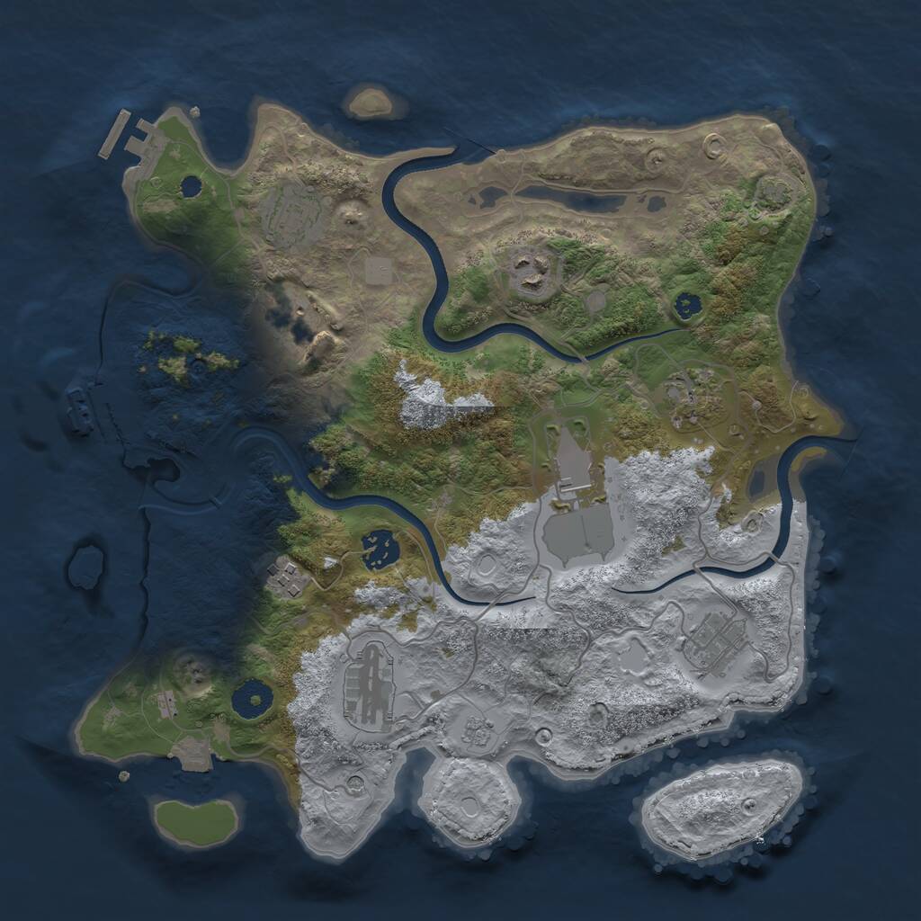 Rust Map: Procedural Map, Size: 3500, Seed: 717312879, 15 Monuments