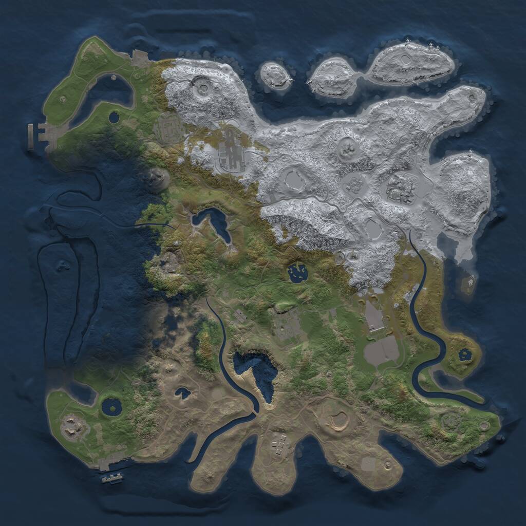 Rust Map: Procedural Map, Size: 4000, Seed: 2087630525, 16 Monuments