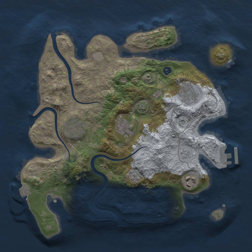 Rust Map: Procedural Map, Size: 3000, Seed: 776539328, 10 Monuments