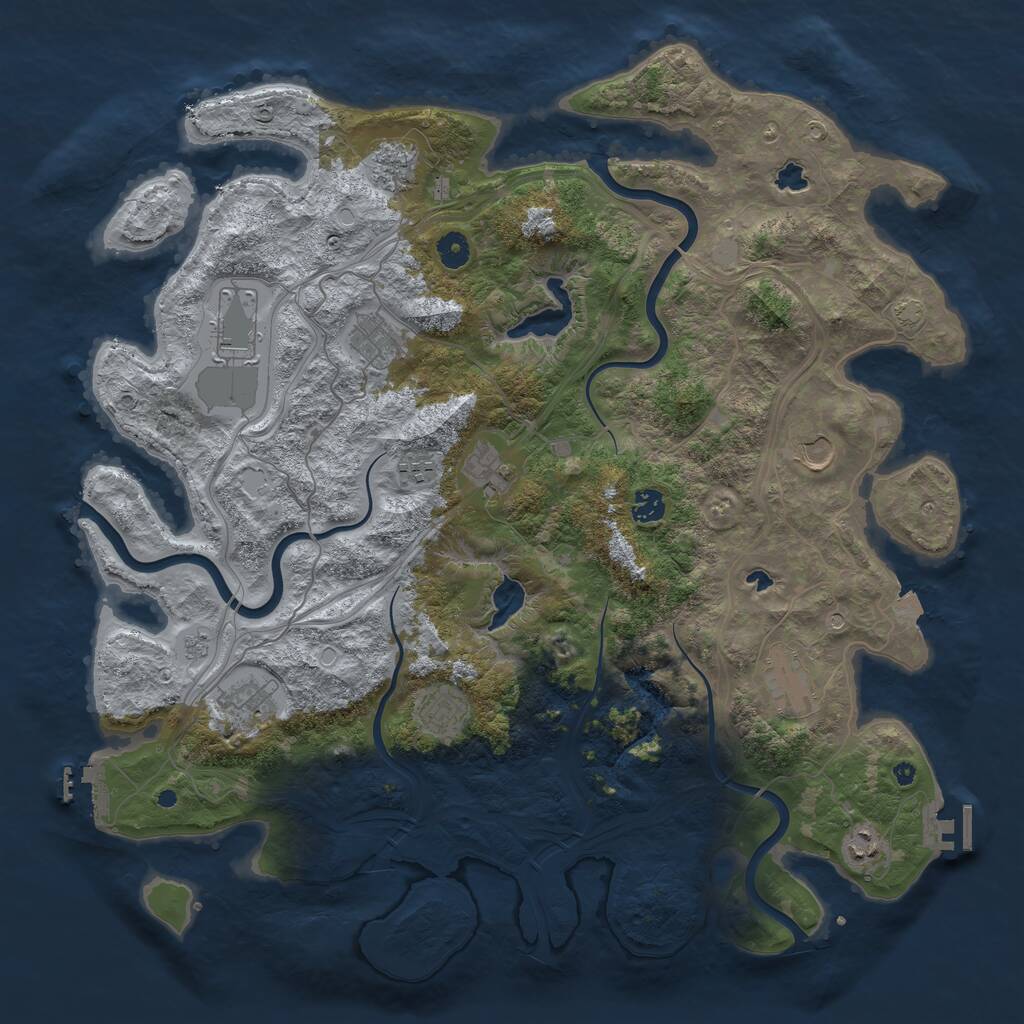 Rust Map: Procedural Map, Size: 4500, Seed: 244880473, 17 Monuments