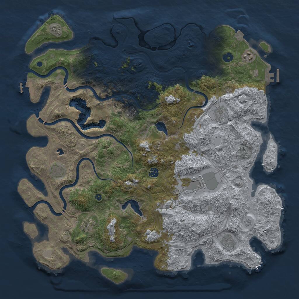 Rust Map: Procedural Map, Size: 4500, Seed: 812801761, 14 Monuments
