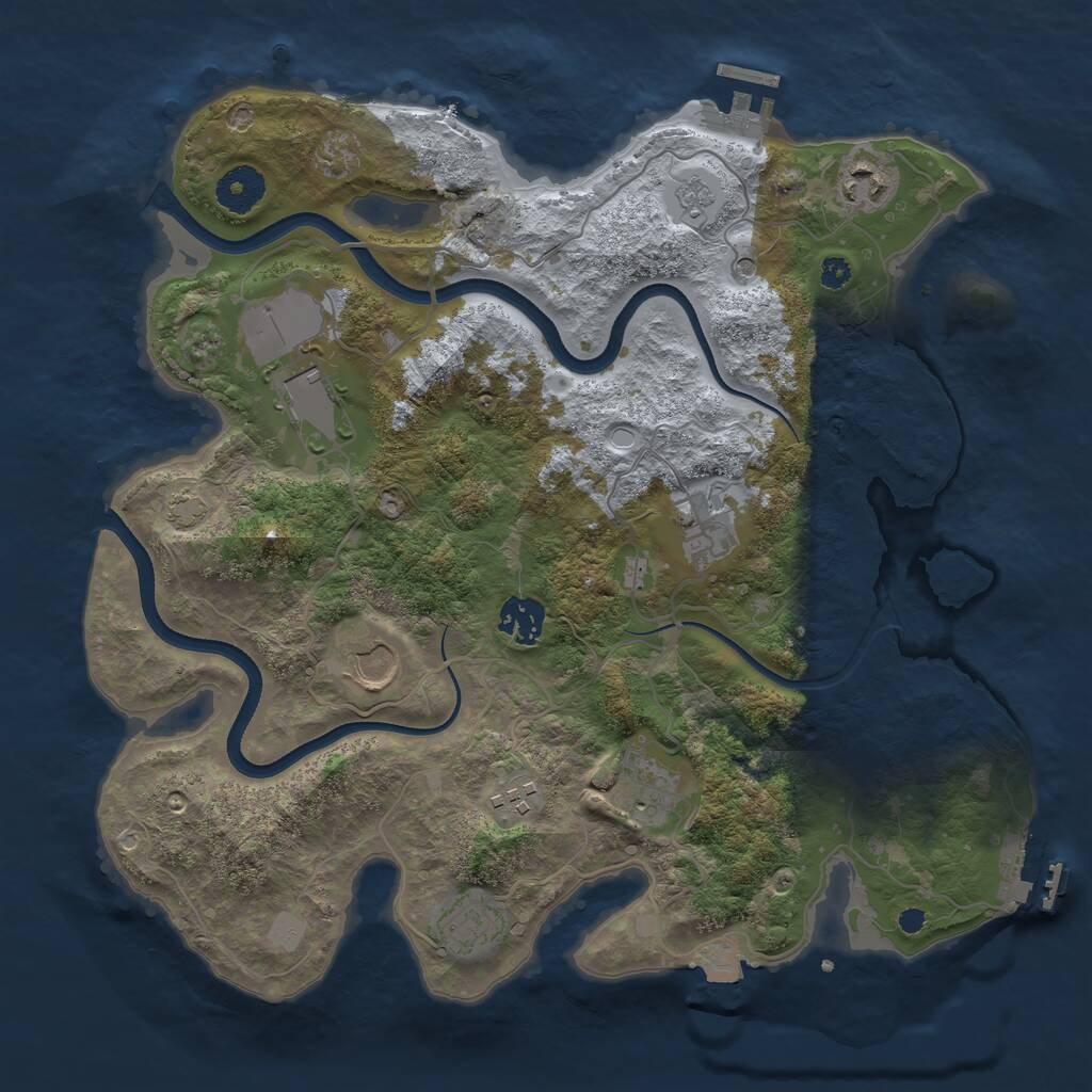 Rust Map: Procedural Map, Size: 3500, Seed: 357354448, 14 Monuments