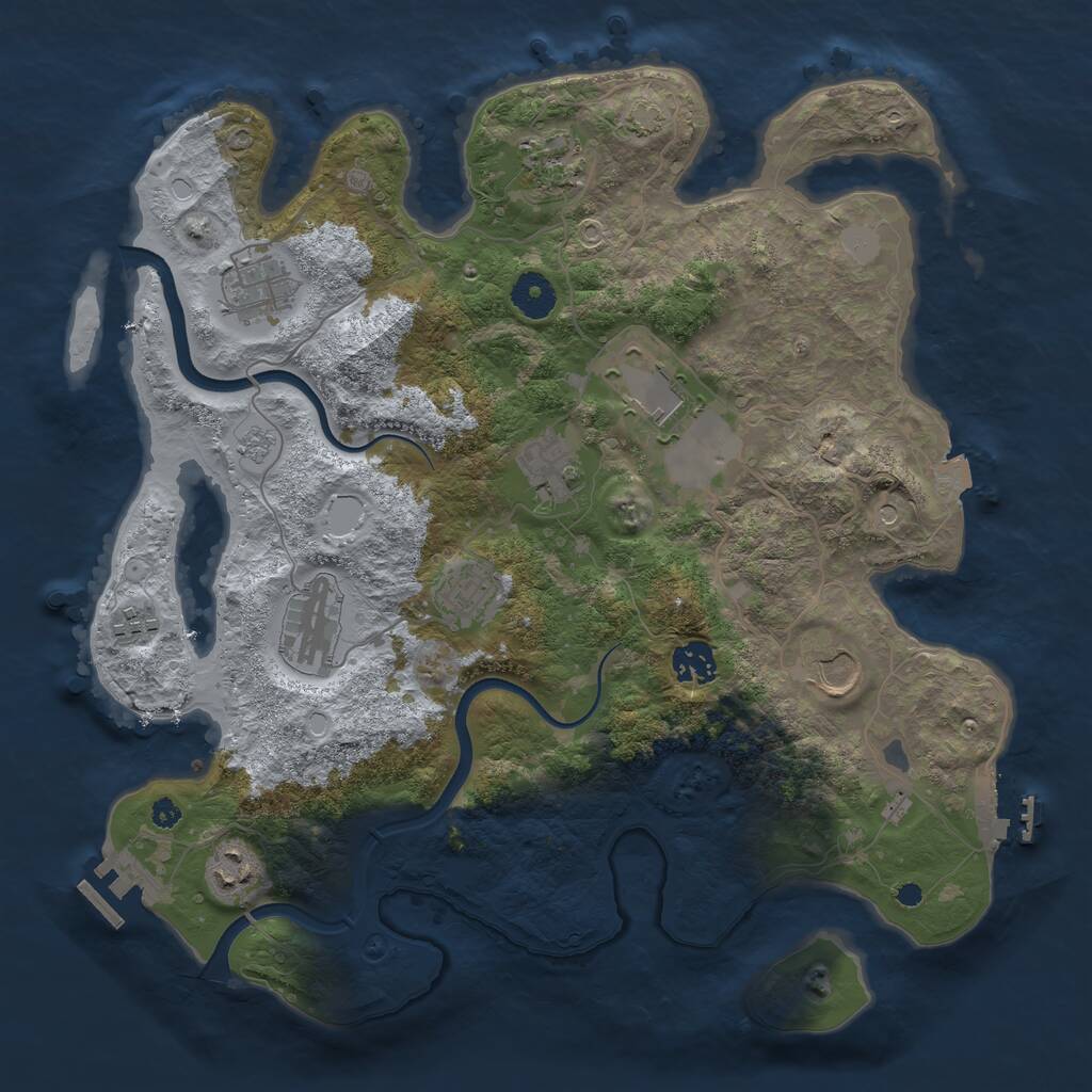 Rust Map: Procedural Map, Size: 3700, Seed: 1579780996, 16 Monuments