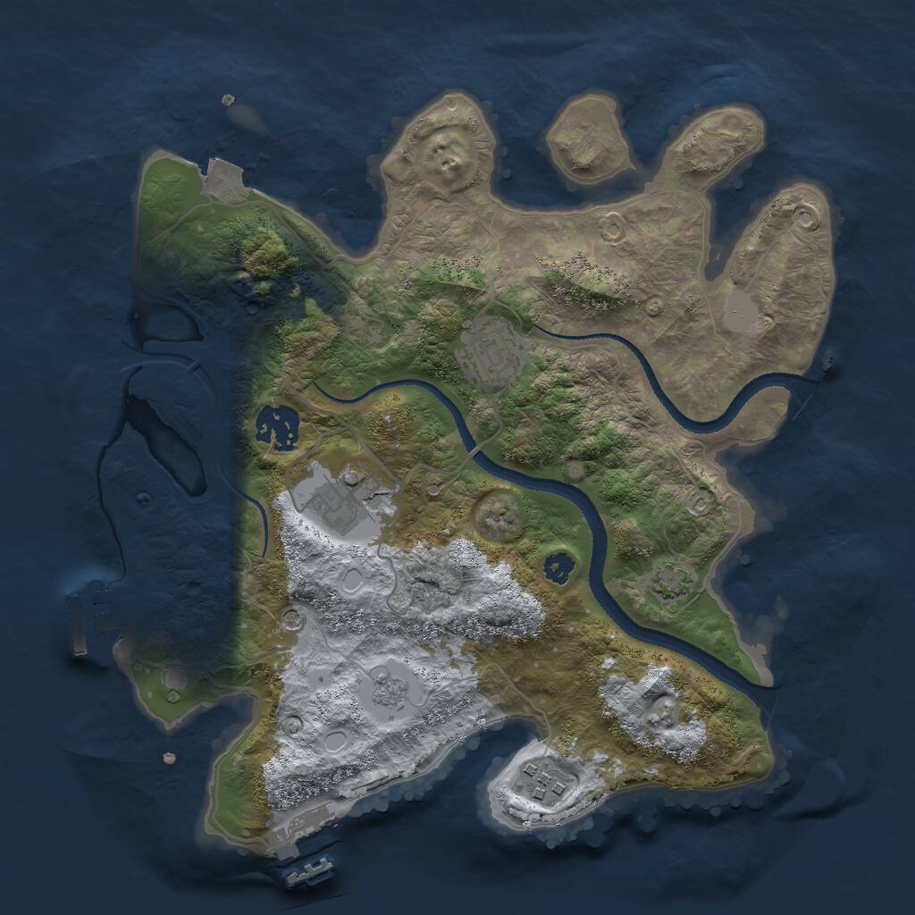 Rust Map: Procedural Map, Size: 3000, Seed: 703596067, 10 Monuments