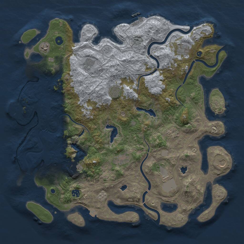 Rust Map: Procedural Map, Size: 4500, Seed: 2057925453, 17 Monuments