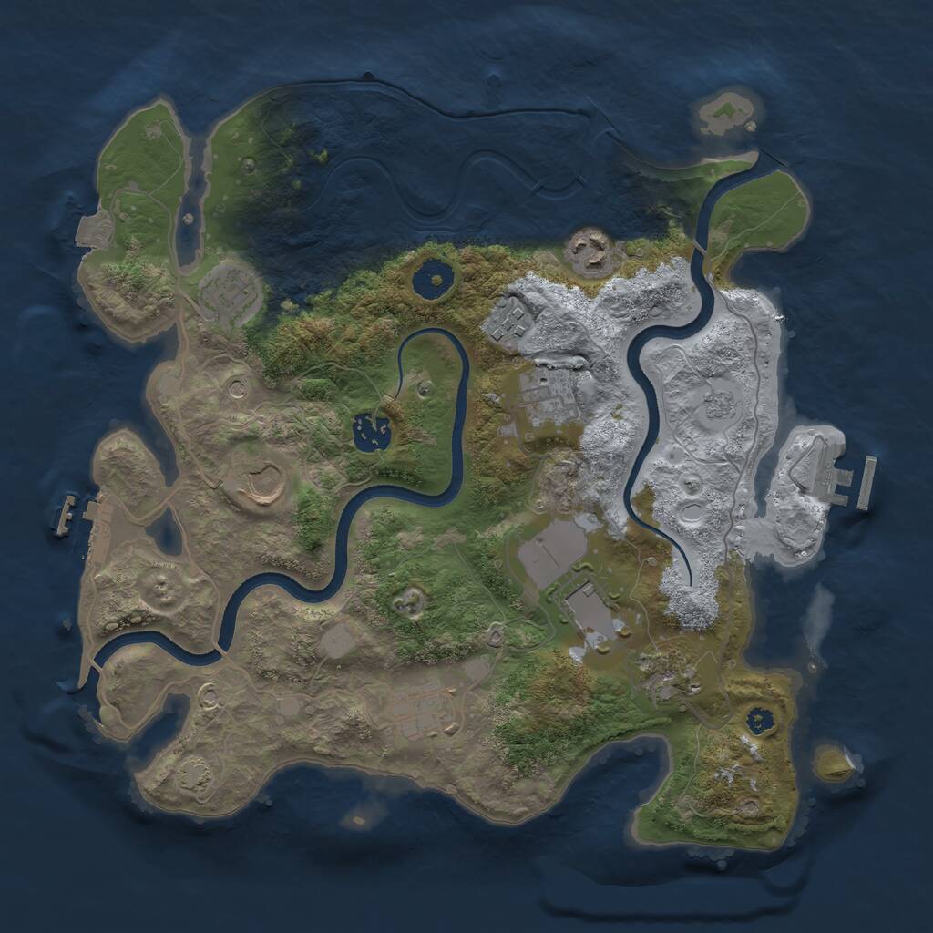 Rust Map: Procedural Map, Size: 3500, Seed: 2100174507, 15 Monuments